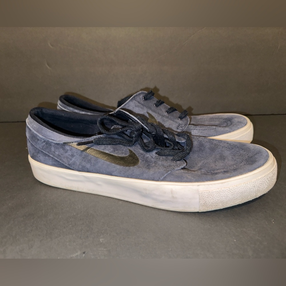 Blue Suede Sneakers with Black Accents